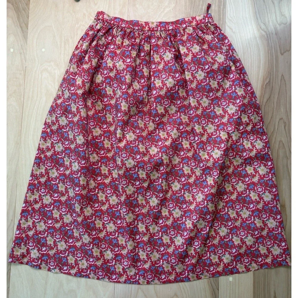 liberty Red Floral Midi Skirt